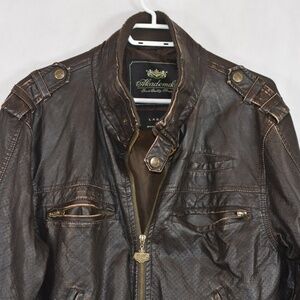 Mens Faux Leather Jacket SZ L Akdemiks